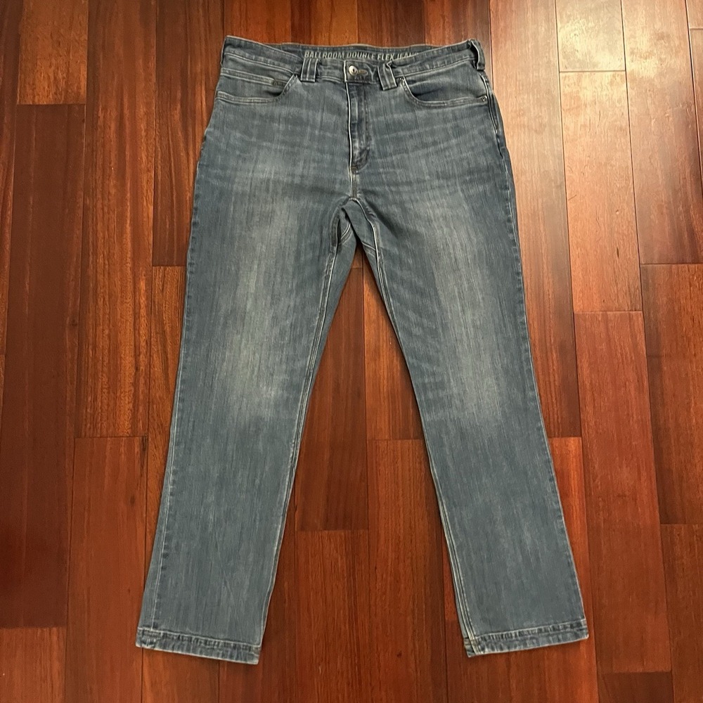 Duluth Ballroom Double Flex Jeans Men 36x32 Blue Denim Relaxed Fit Workwear Fade